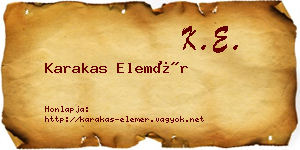 Karakas Elemér névjegykártya
