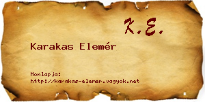 Karakas Elemér névjegykártya